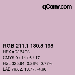 カラーコード: RGB 211.1 180.8 198 | qconv.com