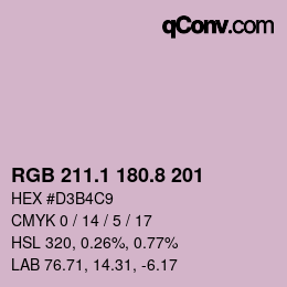 Color code: RGB 211.1 180.8 201 | qconv.com