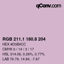 Color code: RGB 211.1 180.8 204 | qconv.com