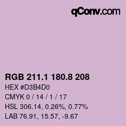 カラーコード: RGB 211.1 180.8 208 | qconv.com