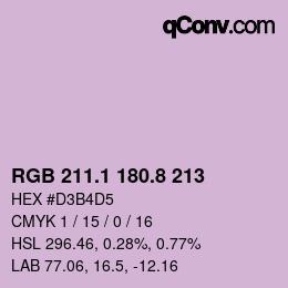 Color code: RGB 211.1 180.8 213 | qconv.com