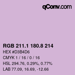 Color code: RGB 211.1 180.8 214 | qconv.com