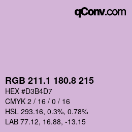 Código de color: RGB 211.1 180.8 215 | qconv.com