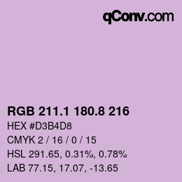 カラーコード: RGB 211.1 180.8 216 | qconv.com