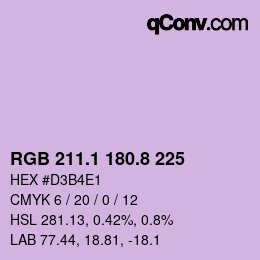 カラーコード: RGB 211.1 180.8 225 | qconv.com
