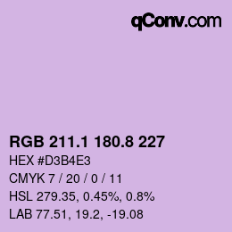 カラーコード: RGB 211.1 180.8 227 | qconv.com