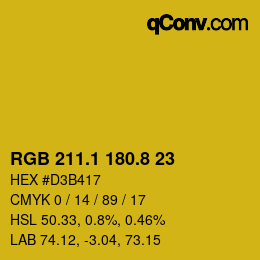 カラーコード: RGB 211.1 180.8 23 | qconv.com