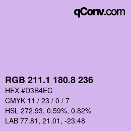 Color code: RGB 211.1 180.8 236 | qconv.com