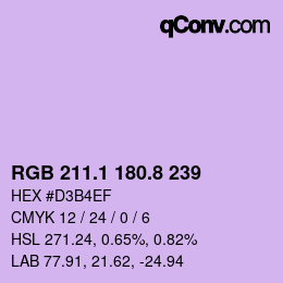 カラーコード: RGB 211.1 180.8 239 | qconv.com
