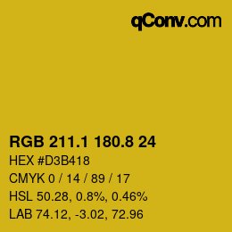 カラーコード: RGB 211.1 180.8 24 | qconv.com