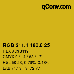 カラーコード: RGB 211.1 180.8 25 | qconv.com