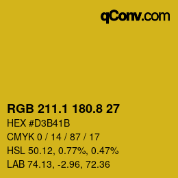 カラーコード: RGB 211.1 180.8 27 | qconv.com