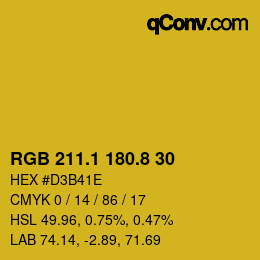 カラーコード: RGB 211.1 180.8 30 | qconv.com