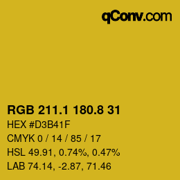 カラーコード: RGB 211.1 180.8 31 | qconv.com