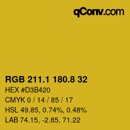 カラーコード: RGB 211.1 180.8 32 | qconv.com