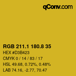 カラーコード: RGB 211.1 180.8 35 | qconv.com