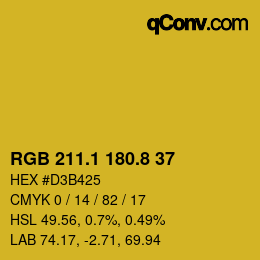 カラーコード: RGB 211.1 180.8 37 | qconv.com