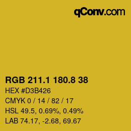 カラーコード: RGB 211.1 180.8 38 | qconv.com