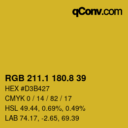 カラーコード: RGB 211.1 180.8 39 | qconv.com