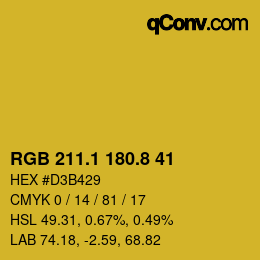 カラーコード: RGB 211.1 180.8 41 | qconv.com