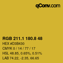 カラーコード: RGB 211.1 180.8 48 | qconv.com