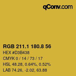 カラーコード: RGB 211.1 180.8 56 | qconv.com