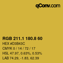 カラーコード: RGB 211.1 180.8 60 | qconv.com