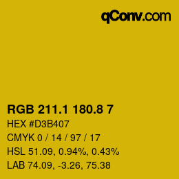 カラーコード: RGB 211.1 180.8 7 | qconv.com