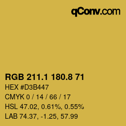 カラーコード: RGB 211.1 180.8 71 | qconv.com