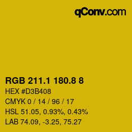 カラーコード: RGB 211.1 180.8 8 | qconv.com