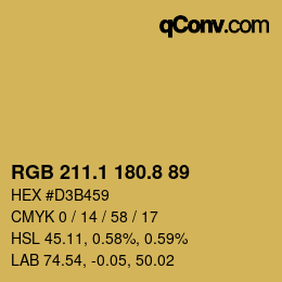 Color code: RGB 211.1 180.8 89 | qconv.com