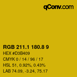 カラーコード: RGB 211.1 180.8 9 | qconv.com