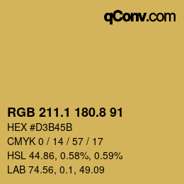 カラーコード: RGB 211.1 180.8 91 | qconv.com