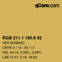 カラーコード: RGB 211.1 180.8 92 | qconv.com