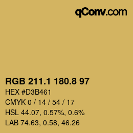 カラーコード: RGB 211.1 180.8 97 | qconv.com