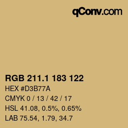 カラーコード: RGB 211.1 183 122 | qconv.com