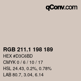 カラーコード: RGB 211.1 198 189 | qconv.com