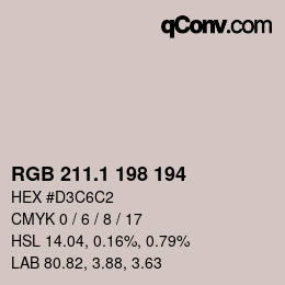 Color code: RGB 211.1 198 194 | qconv.com