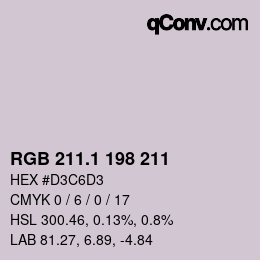 Color code: RGB 211.1 198 211 | qconv.com