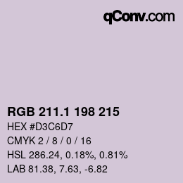 Color code: RGB 211.1 198 215 | qconv.com