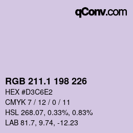 カラーコード: RGB 211.1 198 226 | qconv.com