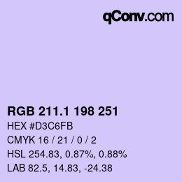 カラーコード: RGB 211.1 198 251 | qconv.com