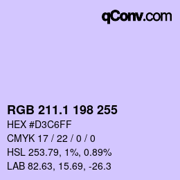 カラーコード: RGB 211.1 198 255 | qconv.com
