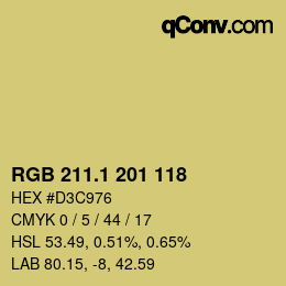 カラーコード: RGB 211.1 201 118 | qconv.com