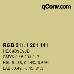 カラーコード: RGB 211.1 201 141 | qconv.com
