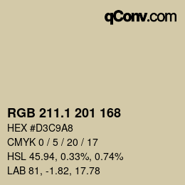 カラーコード: RGB 211.1 201 168 | qconv.com