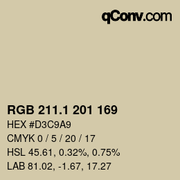 カラーコード: RGB 211.1 201 169 | qconv.com