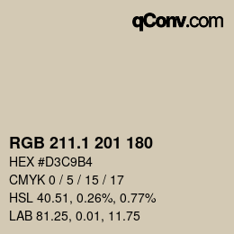 カラーコード: RGB 211.1 201 180 | qconv.com
