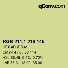 カラーコード: RGB 211.1 219 146 | qconv.com