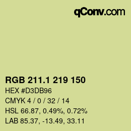 カラーコード: RGB 211.1 219 150 | qconv.com